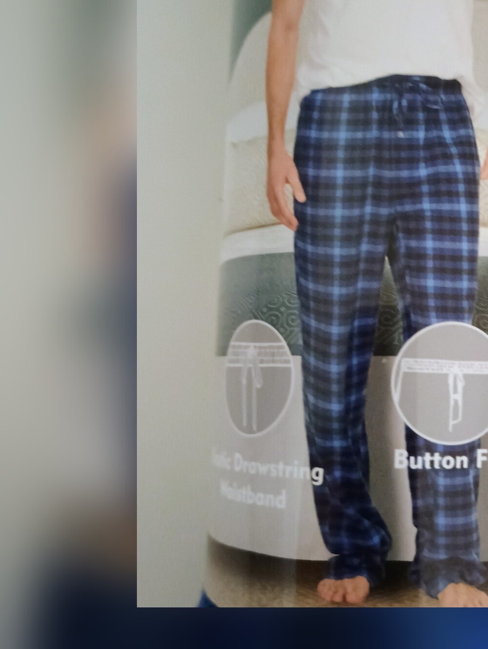 Men's med, Blue Plaid Sleep Pants